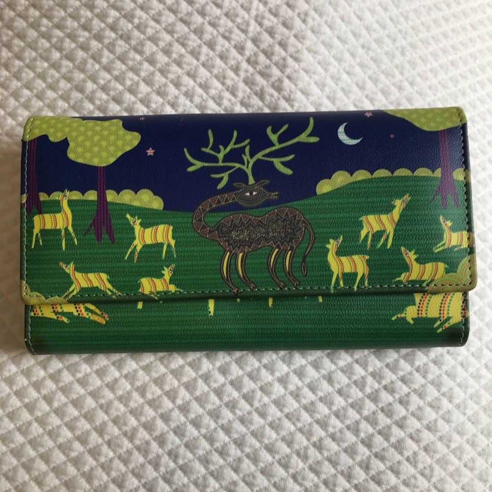 Leather wallet with painted magical creatures